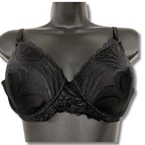 BCBGMaxAzria Black scallop lace mesh underwire lightweight 36C t-shirt bra